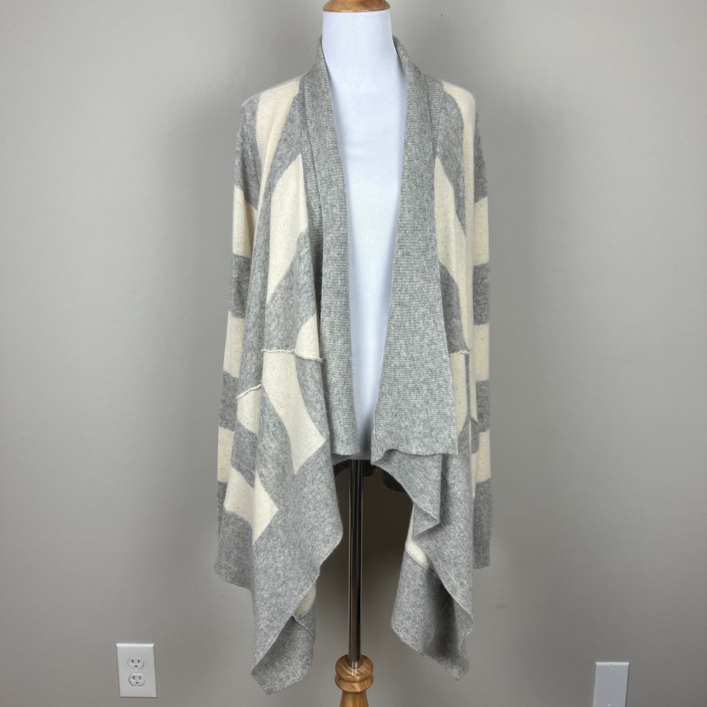 Garnet Hill Cardigan Sweater Womens S 100% Cashmere‎ Open Front Asymmetrical Hem
